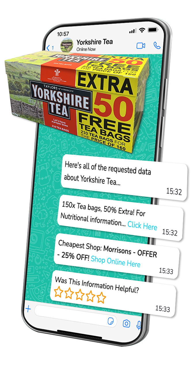 Screenshot showing the increased accessibility for linking a product to a company using a QR Code. Users can scan this QR code and they will recieve additional information about the product.